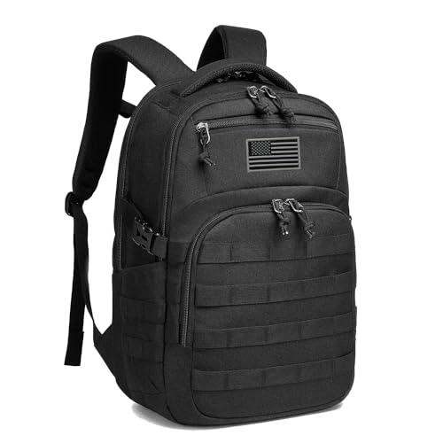 Wotony Military tactical backpack, backpack for men black tactical backpack small tactical backpack assault bag (Black, 18.5 inch)