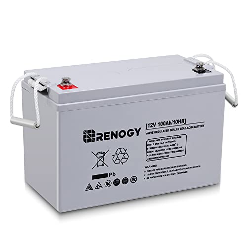 Renogy Deep Cycle AGM Battery 12 Volt 100Ah, 3% Self-Discharge Rate, 2000A Max Discharge Current, Safe Charge Most Home Appliances for RV, Camping, Cabin, Marine and Off-Grid System, Maintenance-Free