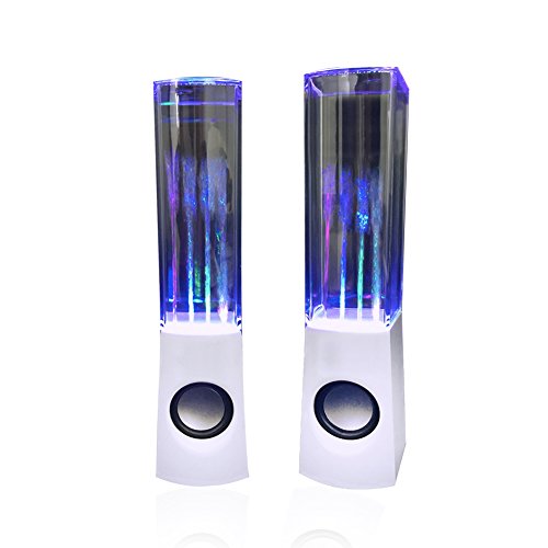 Aolyty Colorful LED Water Speaker with Dancing Fountain Light Show Sound for PC, MP3 Player, Laptops, Smartphone White