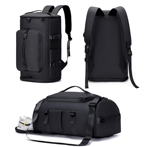 Gym Bag for Men and Women Sports Duffle Bag Travel Backpack Weekender Overnight Bag with Shoes Compartment Black - MIYCOO