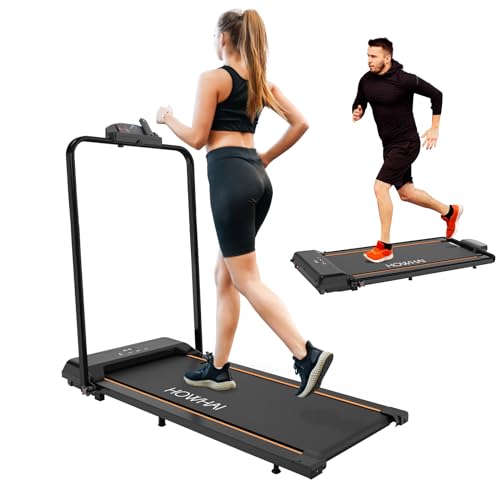 Walking Pad Treadmill, Under Desk Treadmill Foldable 2 in 1, 6.2 MPH Running Treadmill with Remote Control and LED Display, Running Machine for Home Office Use(Black/Orange)