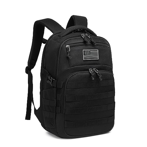 Wotony Military tactical backpack, backpack for men black tactical backpack small tactical backpack assault bag (Black, 18.5 inch)