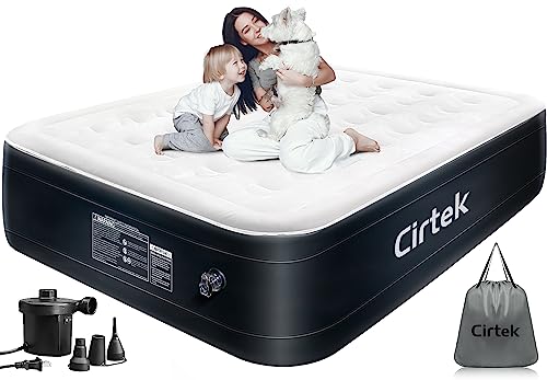 Cirtek Inflatable Mattress, inflatables Bed, Camping, Travel, Tent Portable Size Lightweight Matress, Easy to Sleeping, Configuration Blow Pump (13 Queen)