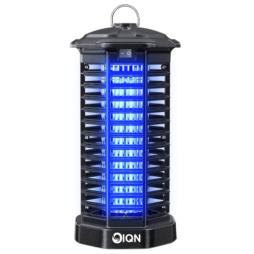 IQN Bug Zapper Outdoor, Plug in Electric Mosquito Fly Zapper w/ 15W Light & 4200V Grid & on/Off Switch, Mosquito Traps & Killer for Indoor, Kitchen, Patio, Backyard and More (Black)