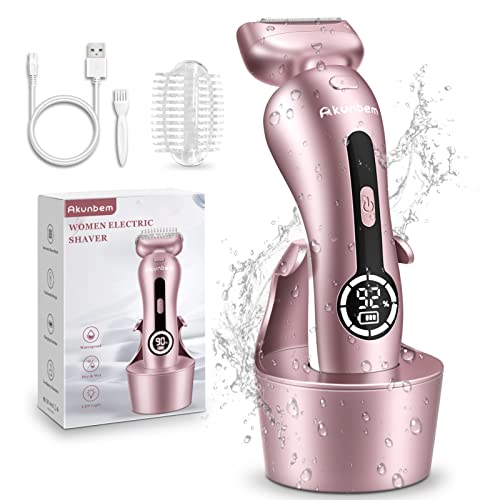 Electric Razor for Women for Legs Bikini Trimmer Electric Shaver for Women Underarm Public Hairs Rechargeable Womens Shaver Wet Dry Use Painless Cordless with Detachable Head (Pinkish)