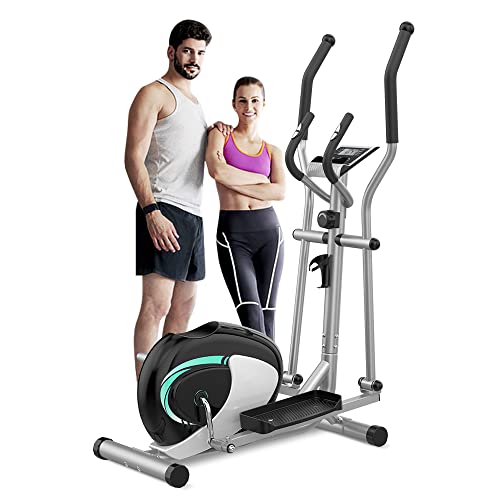 Dripex Elliptical Machine, Elliptical Trainer for Home Use with Hyper-Quiet Magnetic Driving System, Pulse Rate Grip, 8 Resistance Levels, 6KG Flywheel, LCD Monitor, Device Holder (Green)
