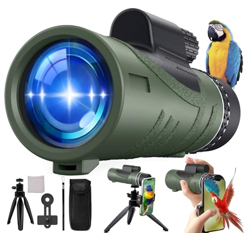 New 2024 HD 80X90 Monocular Telescope,Monoculars for Adults High Powered for Smartphone with Phone Adapter& 360° Tripod,BAK-4 Prism and Clear Lens Monocular for Bird Watching,Hiking,Travel,Waterproof