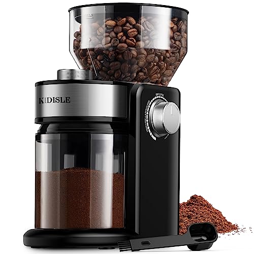KIDISLE Electric Burr Coffee Grinder4.0, Automatic Flat Burr Coffee for French Press, Drip Coffee and Espresso, Adjustable Burr Mill with 16 settings, 14 Cup, Stainless Steel