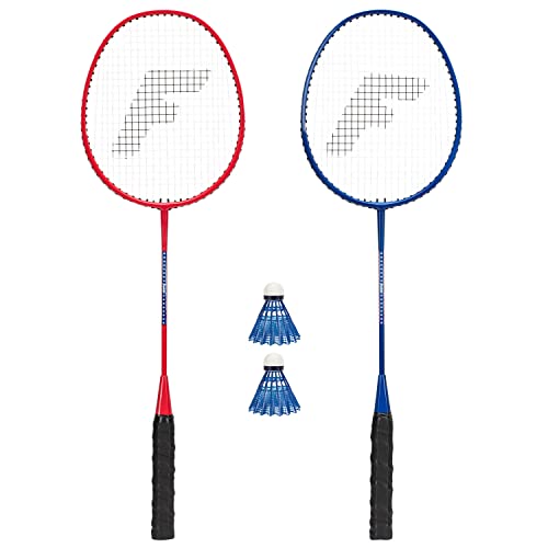 Franklin Sports 2 Player Badminton Replacement Set - 2 Badminton Racquets and 2 Shuttlecocks - Adults and Kids Backyard Game - Red, Blue, Stars, One Size