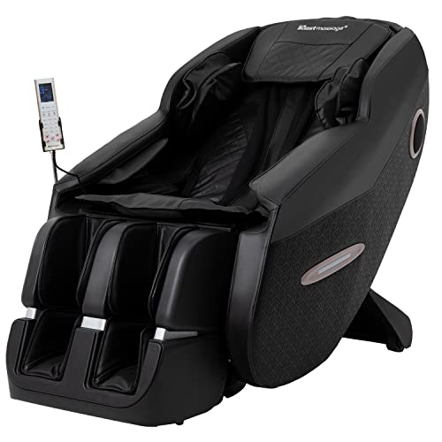 SL-Track Massage Chair Zero Gravity Full Body Electric Shiatsu Massage Chair Recliner with Built-in Heat Foot Roller Air Massage System Stretch Vibrating Audio for Home Office,Black