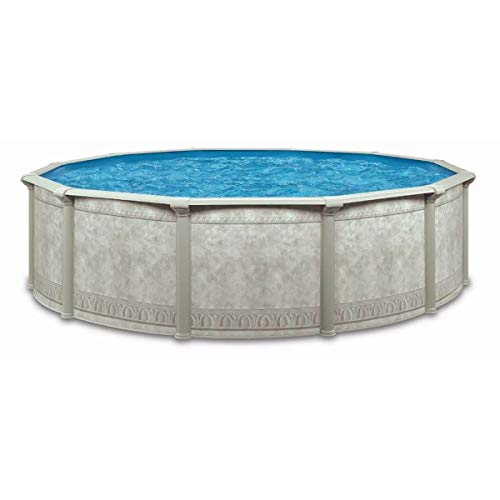 Aquarian Pools Khaki Venetian 21 Foot x 52 Inch Round Steel Outdoor Backyard Above Ground Family Swimming Pool with Skimmer and Liner Not Included