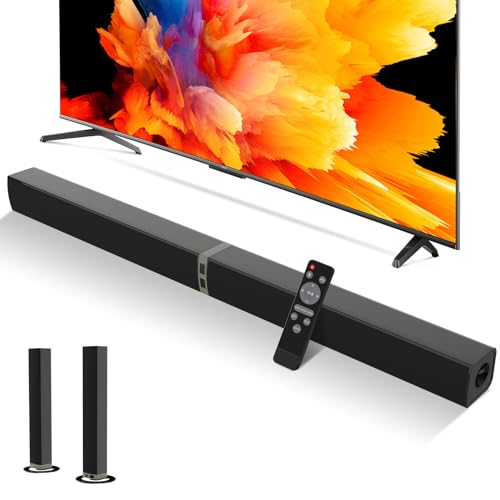 MZEIBO TV Sound Bar, Sound Bars for Smart TV - Bluetooth 2.0 Channel Home Audio Sound Bars - Surround Sound Bars with ARC/Optical/AUX Connection TV Sound Bar Speakers