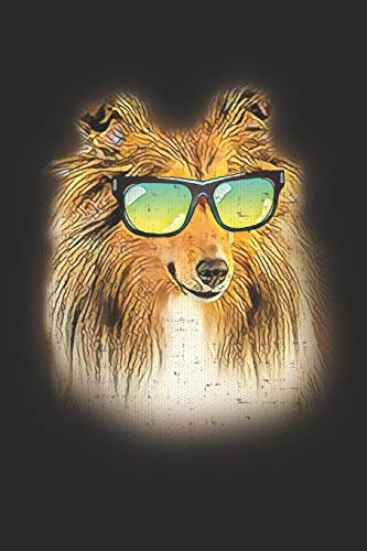 Shetland Sheepdog: Neon Dog with Sunglasses Blank Lined Journal Notebook Diary