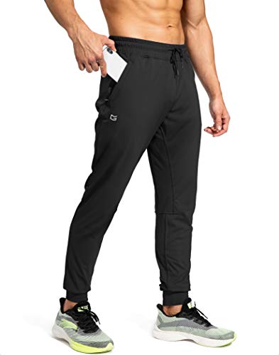 G Gradual Men's Sweatpants with Zipper Pockets Athletic Pants Traning Track Pants Joggers for Men Soccer, Running, Workout(Black,L)