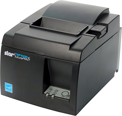 Star Micronics TSP143IIIU USB Thermal Receipt Printer with Device and Mfi USB Ports, Auto-cutter, and Internal Power Supply - Gray