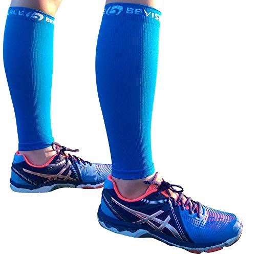 BeVisible Sports Calf Compression Sleeve - Leg Compression Socks For Men and Women | Calf Sleeves for Shin Splints Running Cycling Travel Nursing Maternity Varicose Veins Calf Pain Relief & Recovery