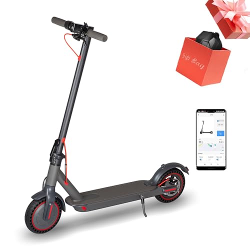 Electric Scooter, Max 19MPH Power by 350W Motor, 19-21 Miles Range, 8.5' Solid Tires, Adult Portable Folding Commuter Electric Scooter, Dual Brake System and Adjustable Speed App (with Bag)