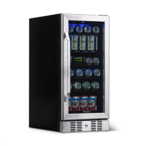 NewAir Beverage Refrigerator Cooler with 96 Can Capacity - Built-in Mini Bar Beer Fridge for Bedroom, Dorm, Office - Small Refrigerator Cools to 34F Perfect For Beer, Soda, And Drinks