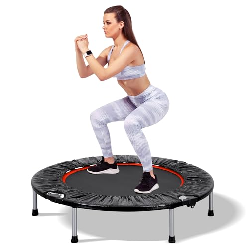 ZENOVA 40'' Mini Trampoline Rebounder Trampoline for Adults Foldable Fitness Trampoline Indoor Outdoor Workout 200 LBS Weight Capacity