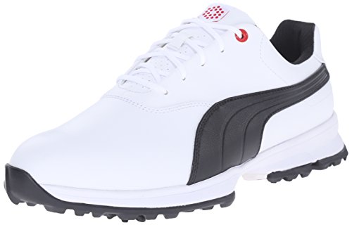 PUMA Men's Golf ACE Shoe, White/Black/High Risk Red, 11.5 M US