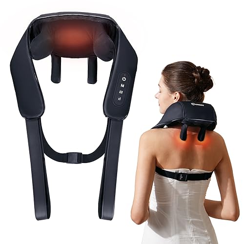 KNQZE Neck Massager with Heat, Electric Deep Tissue 4D Expert Kneading Massage, Shiatsu Neck and Back Massage Pillow for Neck, Back, Shoulder and Leg Pain Relief, Gift for Men Women Mom and Dad