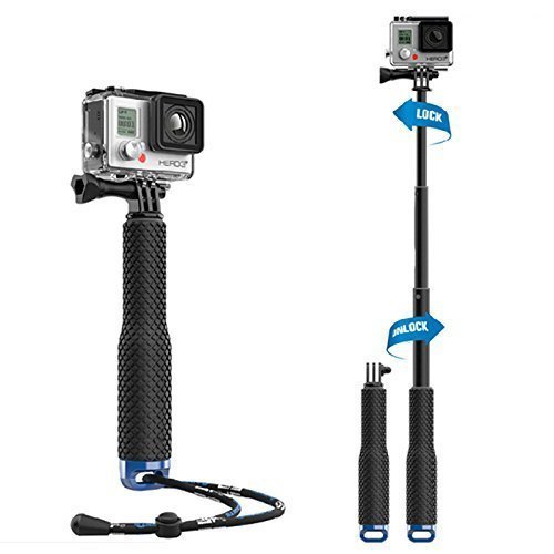 Mystery Waterproof Adjustable Aluminum Monopod Handheld Extension Selfie Stick Pole for GoPro HD Hero 5/4/3/2/1 SJCAM (SJ4000 SJ5000 SJ6000 SJ7000 SJ8000) and Xiaomi YI Action Cameras (7-19 Inches)