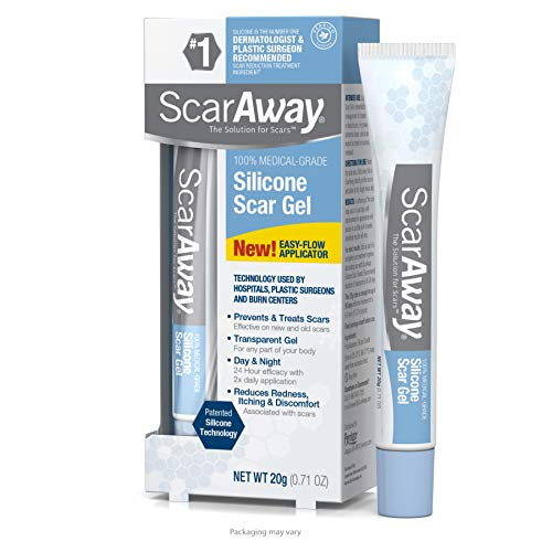 ScarAway 100% Medical-Grade Silicone Scar Gel for Face, Body, Surgical, Burn, Hypertrophic, Keloids and Acne Scar Treatment, 0.71 Ounces, (20 Grams)