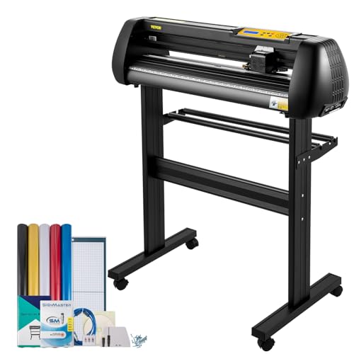 VEVOR Vinyl Cutter Machine, Upgraded 28 Inch Paper Feed Cutting Plotter Bundle, Adjustable Force & Speed Vinyl Printer with Powerful Stepper Motors, Signmaster Software Compatible with Windows System