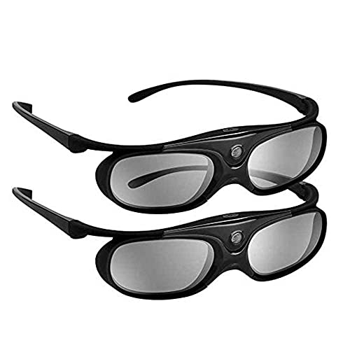DLP 3D Glasses 2 Pack, JX30 Rechargeable 3D Active Shutter Glasses for All DLP-Link 3D Projectors, Compatible with BenQ, Optoma, Dell, Acer, Viewsonic DLP Projector, Can't Used for TV Computer