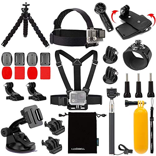 Luxebell Accessories Kit for AKASO EK5000 EK7000 4K WiFi Action Camera GoPro Hero 12 11 10 9 8 7 6 5/Session 5/Hero 4/3+/3/2/1 Max Fusion SJ4000 SJ5000 (14-in-1)
