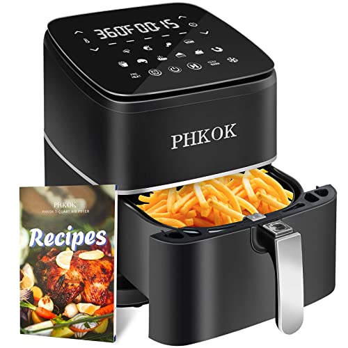 PHKOK 7 Quarts Air Fryer, 1700W 360°Large Electric Hot Oilless Oven Cooker with 2-24 HRS Appointment Function,14-in-1 Airfryer with LED Digital Touchscreen, Nonstick Air frier Cookers, Recipes Included