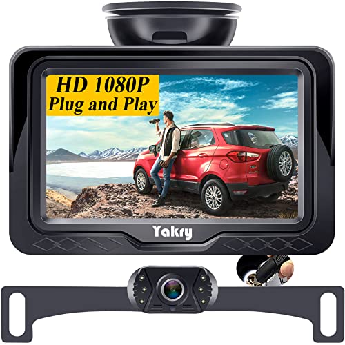 Backup Camera for Car HD 1080P 4.3 Inch Monitor Rear View System Reverse Cam Kit Truck SUV Minivan Easy Installation Plug and Play Waterproof Night Vision DIY Grid Lines Yakry Y11
