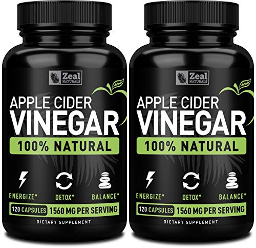 Zeal Naturals Natural Raw Apple Cider Vinegar Capsules (1560mg|120 Capsules) Apple Cider Vinegar Pills w Cayenne Pepper, Weight Management & Bloating Support