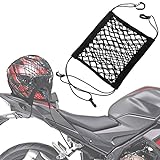SARDVISA Upgrade Cargo Net for Motorcycle Helmet Storage, 10'X11' High-Elastic Double Layer Bungee Net with 4 Strong Hooks, Luggage Strap Rack Expansion Organizer Net Pocket for Motorbike Trike Cycle