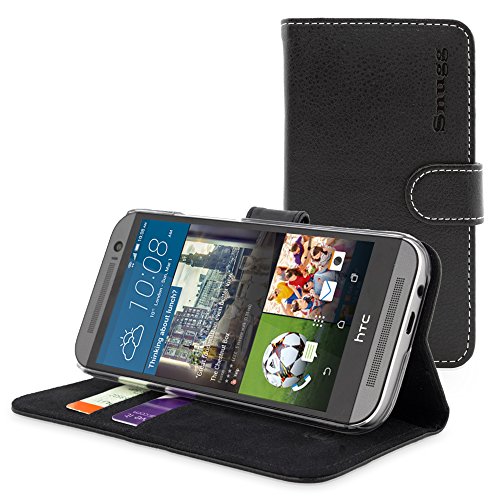 HTC One M9 Case, Snugg Black Leather Flip Case [Card Slots] Executive HTC HTC One M9 Wallet Case Cover and Stand - Legacy Series