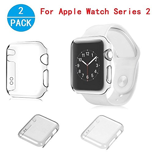 Apple Watch Series 2 Case, Haoos [Ultra-Thin] Slim Clear PC Hard Screen Protector Protective Cover [2 Color Combination Pack] for Apple Watch Series 2 iWatch 2016 (Series 2 42mm PC Hard Case)