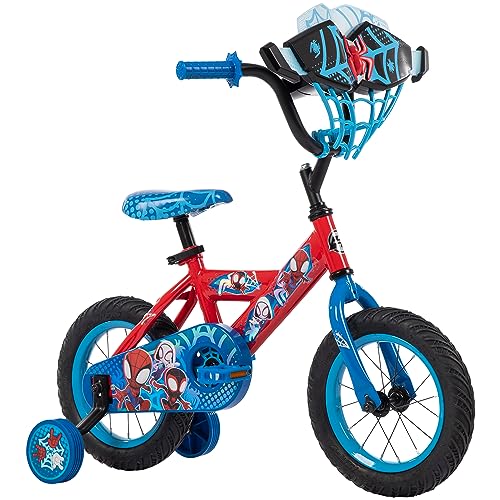 Huffy Marvel Spidey & His Amazing Friends 12” Kid’s Bike with Training Wheels, Quick Connect Assembly, Red