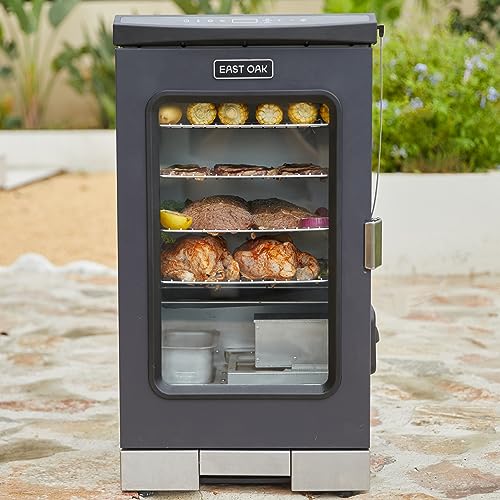 EAST OAK 30' Digital Electric Smoker with Glass Door and Extra Long Constant Smoking, 725 sq inches, 4 Detachable Racks Outdoor Smokers for Party, Home BBQ, Backyard, Night Blue