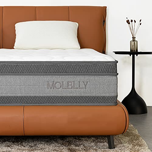 Queen Mattress, MOLBLLY 12 Inch Cooling-Gel Memory Foam and Individually Pocket Innerspring Hybrid Queen Bed Mattress in a Box, CertiPUR-US Certified,60”*80”, Medium Firm