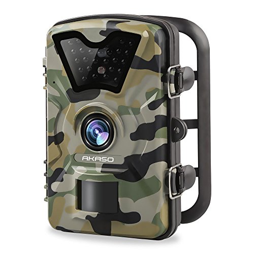 AKASO 12MP Trail Camera Night Vision 1080P Hunting Camera 120 Degree Wide Angle Game Camera with 2.4 inch LCD Wildlife Camera IP66 Waterproof and Dustproof