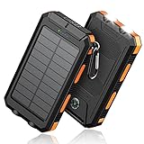 Solar-Charger-Power-Bank - 36800mAh Portable Charger,18W PD QC3.0 Fast Charger Dual USB Port Built-in Led Flashlight and Compass for All Cell Phone and Electronic Devices(Orange)