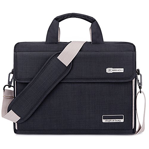 Brinch Unisex Oxford Laptop Sleeve Messenger Shoulder Bag for 15 - 15.6-Inch Laptop / Notebook / MacBook / Ultrabook / Chromebook Computers (Black)