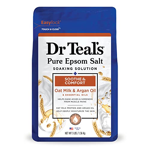 Dr Teal's Pure Epsom Salt Soak, Soothe & Comfort with Oat Milk & Argan Oil, 3 lbs