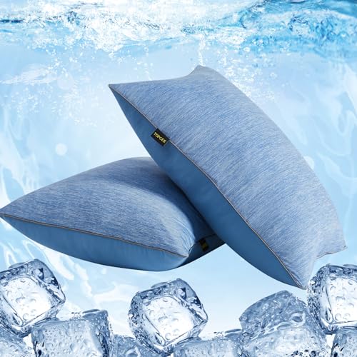 Topcee Cooling Bed Pillows for Sleeping 2 Pack - Pillows Queen Size Set of 2 for Side Back Stomach Sleepers, Hotel Quality Firm Pillow, Luxury Down Filling Supportive Pillow for Hot Sleepers(20'*28')