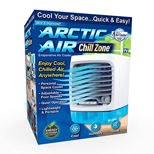 Arctic Air Chill Zone Evaporative Cooler with Hydro-Chill Technology, Portable Fan with 4 Adjustable Speeds, 8-Hour Cooling, Fan for Bedroom, Living Room, Basement, Office & More