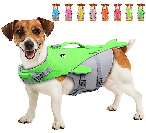 VIVAGLORY Dog Life Jacket, Dog Life Vest for Swimming & Boating, Sports Style, Bright Green, Small