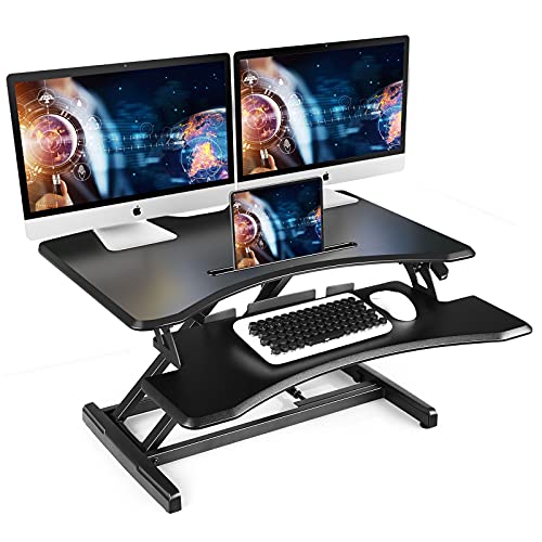 Standing Desk Converter, Stand up Desk Riser, Sit Stand Desk Adjustable Height Lift Desks Computer Workstation for Home Office 30 Inch