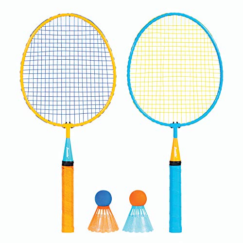 Franklin Sports Kids Badminton Racket Set - Smashminton Kids Oversize Badminton Rackets Set - 2 Player Backyard Youth Set with Birdies