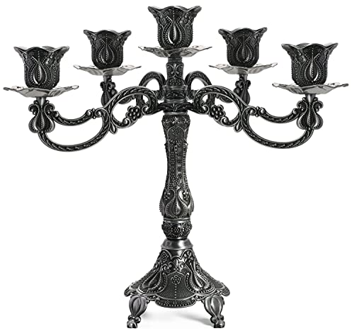 MMEXPER 5-Candle Metal Candelabra Centerpiece Candle Stand Home Decoration for Event, Wedding, Party