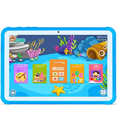 Kids Tablet 10 Inches, Quad Core Android 2GB+32GB Storage Dual Camera WiFi Bluetooth 1280 x 800 IPS Touch Screen for Kids APP Preinstalled & Parent Control Kids Learning Education, for Age 3-14